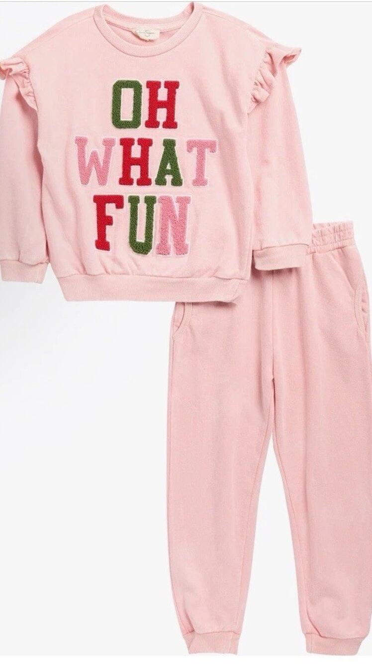Jessica Simpson Girls Acid Washed French Terry Top & Joggers Set Pink 2T NWT